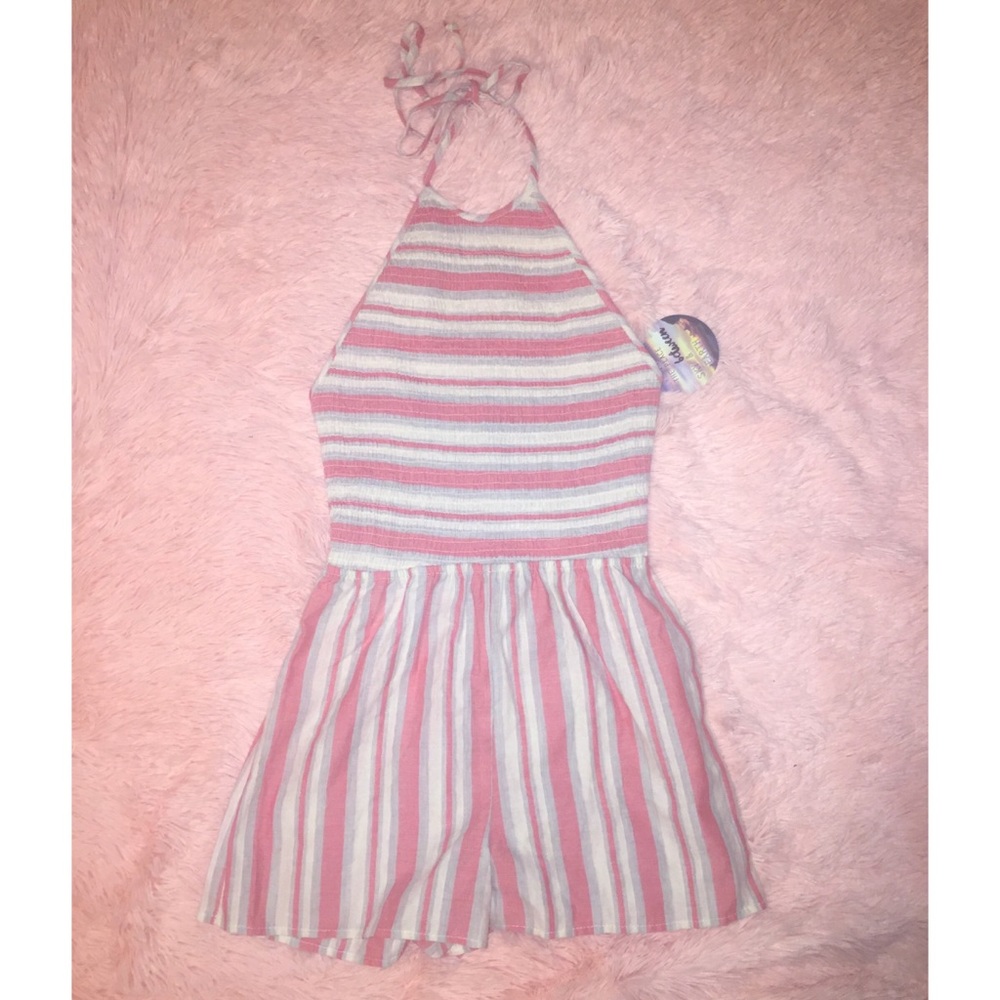 NWT! Adorable Lightweight Coral Striped Romper
